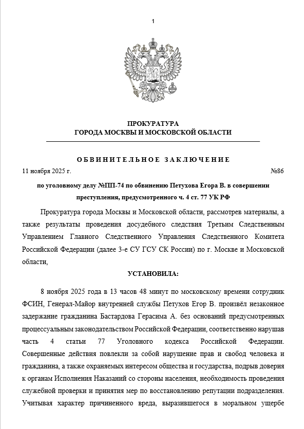 Обвинительное заключение №86 по обвинению Петухова Егора В.
